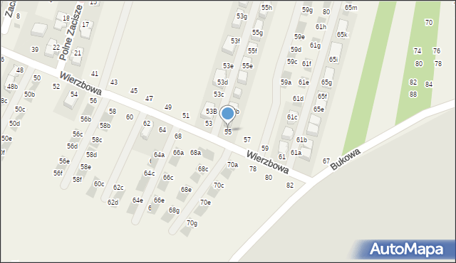 Modlnica, Wierzbowa, 55, mapa Modlnica