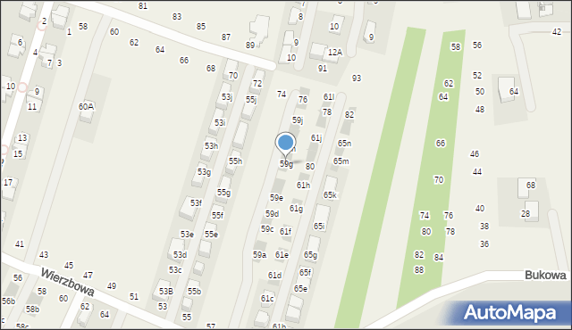 Modlnica, Wierzbowa, 59g, mapa Modlnica