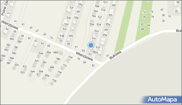 Modlnica, Wierzbowa, 61, mapa Modlnica