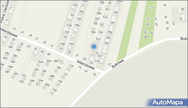 Modlnica, Wierzbowa, 61b, mapa Modlnica