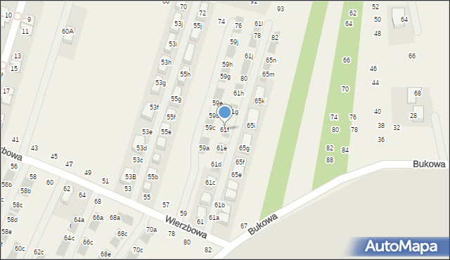 Modlnica, Wierzbowa, 61f, mapa Modlnica