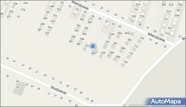 Modlnica, Wierzbowa, 62d, mapa Modlnica