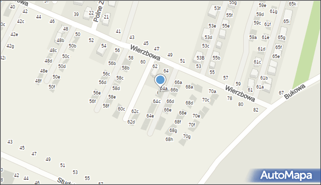 Modlnica, Wierzbowa, 64b, mapa Modlnica