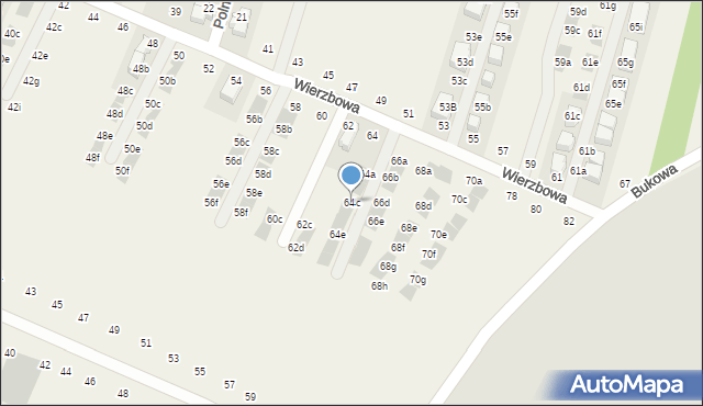 Modlnica, Wierzbowa, 64c, mapa Modlnica