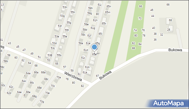 Modlnica, Wierzbowa, 65e, mapa Modlnica