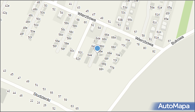 Modlnica, Wierzbowa, 66f, mapa Modlnica