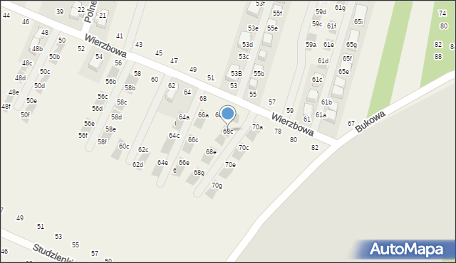 Modlnica, Wierzbowa, 68c, mapa Modlnica
