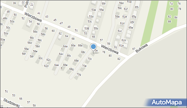 Modlnica, Wierzbowa, 70b, mapa Modlnica