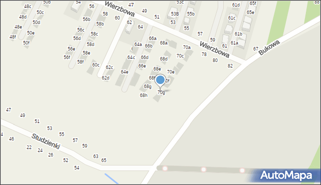 Modlnica, Wierzbowa, 70g, mapa Modlnica