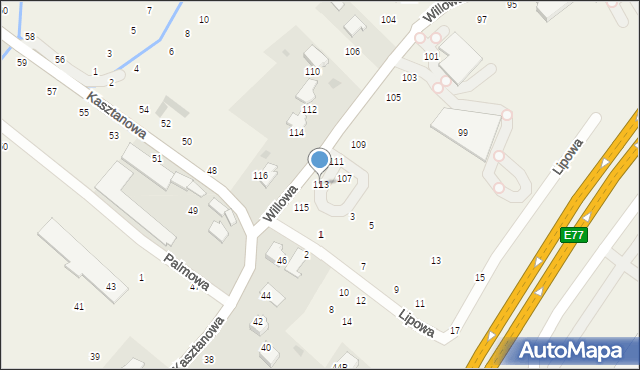 Modlniczka, Willowa, 113, mapa Modlniczka