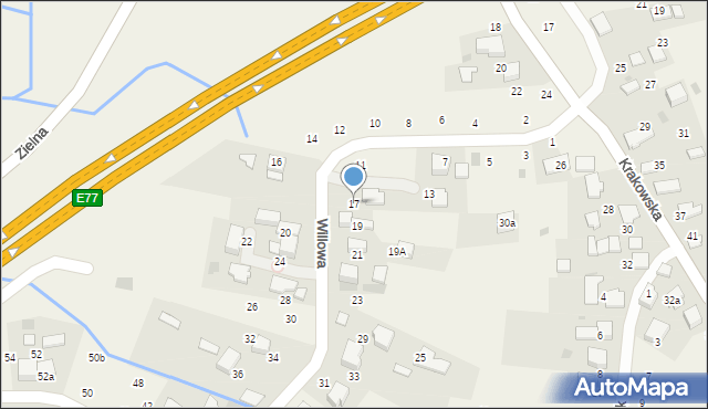 Modlniczka, Willowa, 17, mapa Modlniczka