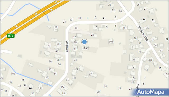 Modlniczka, Willowa, 19A, mapa Modlniczka