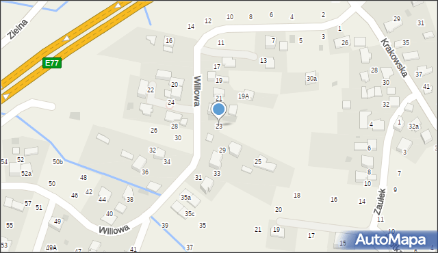 Modlniczka, Willowa, 23, mapa Modlniczka