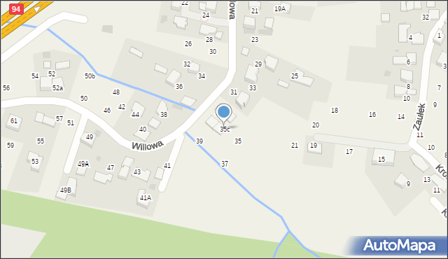 Modlniczka, Willowa, 35c, mapa Modlniczka