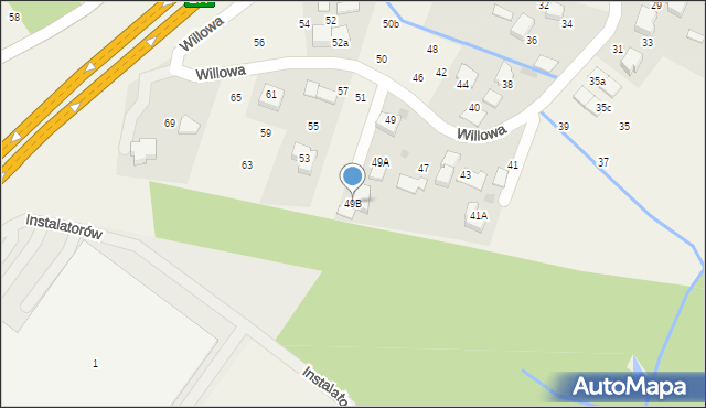 Modlniczka, Willowa, 49B, mapa Modlniczka