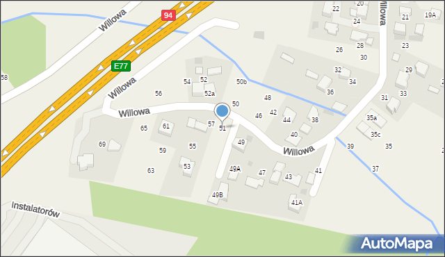 Modlniczka, Willowa, 51, mapa Modlniczka