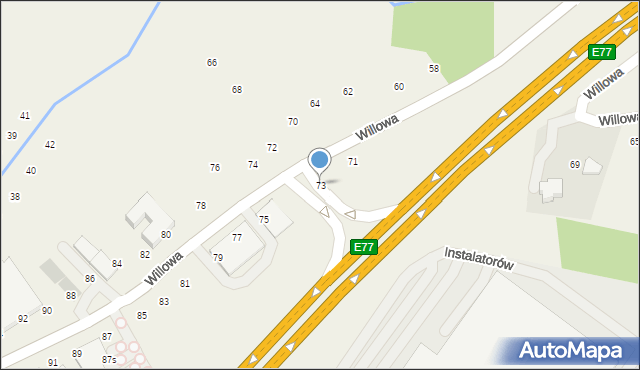 Modlniczka, Willowa, 73, mapa Modlniczka