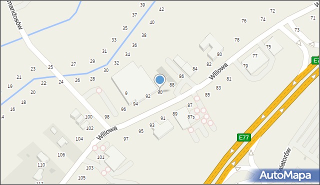 Modlniczka, Willowa, 90, mapa Modlniczka