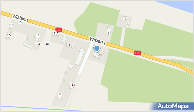 Modzerowo, Wiślana, 1, mapa Modzerowo