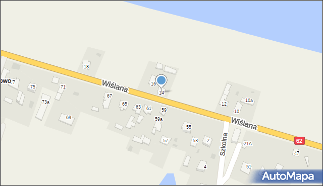 Modzerowo, Wiślana, 14, mapa Modzerowo