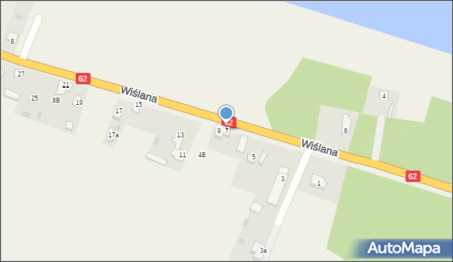 Modzerowo, Wiślana, 7, mapa Modzerowo