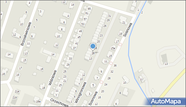 Mokronos Dolny, Winogronowa, 16, mapa Mokronos Dolny