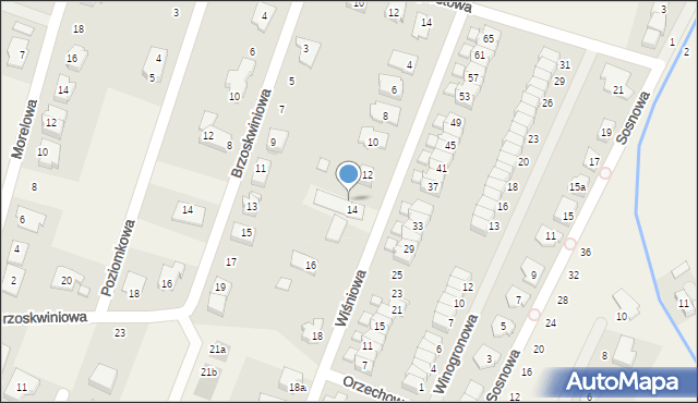 Mokronos Dolny, Wiśniowa, 14a, mapa Mokronos Dolny
