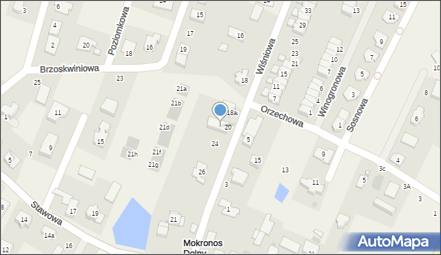 Mokronos Dolny, Wiśniowa, 22, mapa Mokronos Dolny