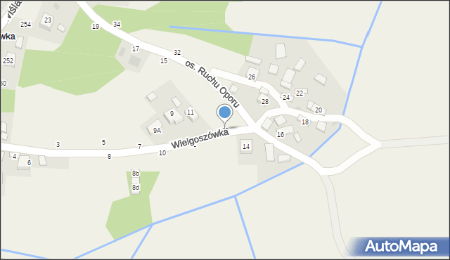 Mokrzyska, Wielgoszówka, 13, mapa Mokrzyska