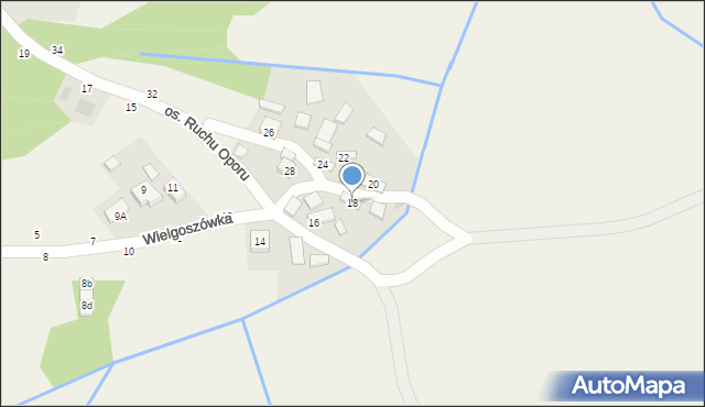 Mokrzyska, Wielgoszówka, 18, mapa Mokrzyska