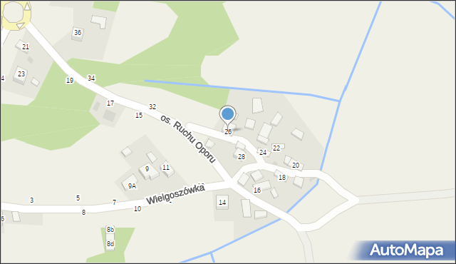 Mokrzyska, Wielgoszówka, 26, mapa Mokrzyska