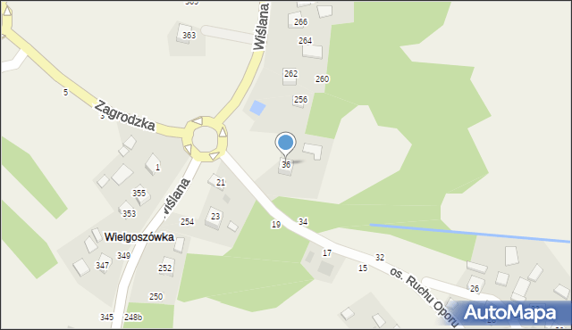 Mokrzyska, Wielgoszówka, 36, mapa Mokrzyska