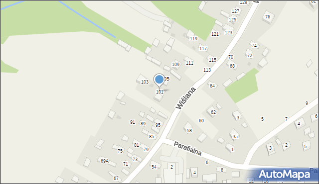Mokrzyska, Wiślana, 101, mapa Mokrzyska
