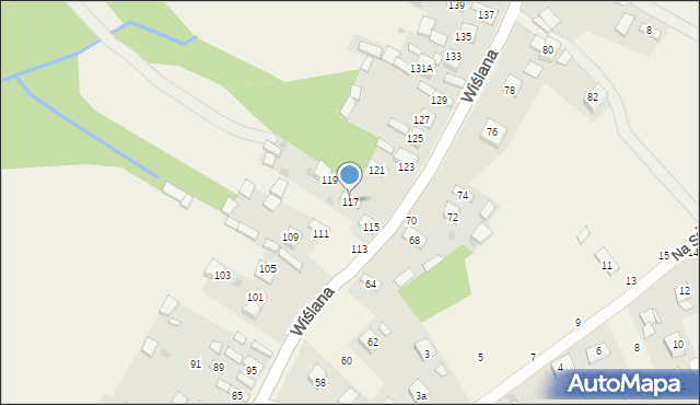 Mokrzyska, Wiślana, 117, mapa Mokrzyska