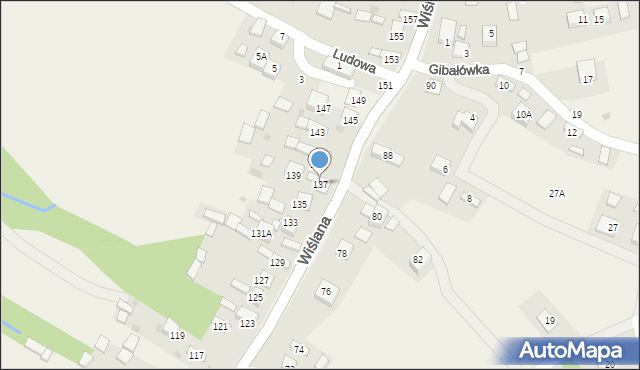 Mokrzyska, Wiślana, 137, mapa Mokrzyska