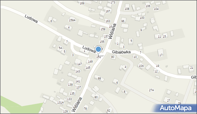 Mokrzyska, Wiślana, 151, mapa Mokrzyska