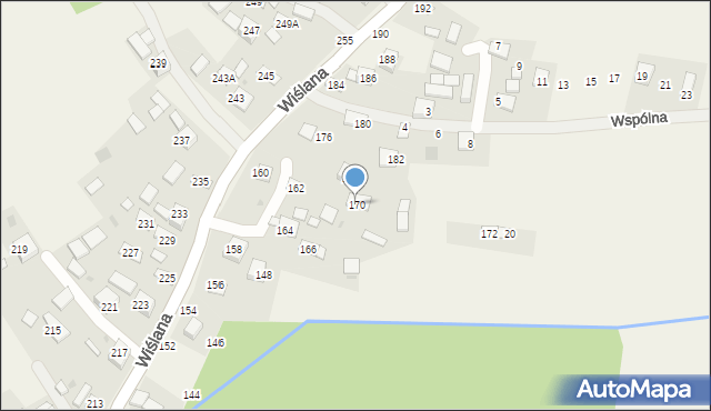 Mokrzyska, Wiślana, 170, mapa Mokrzyska