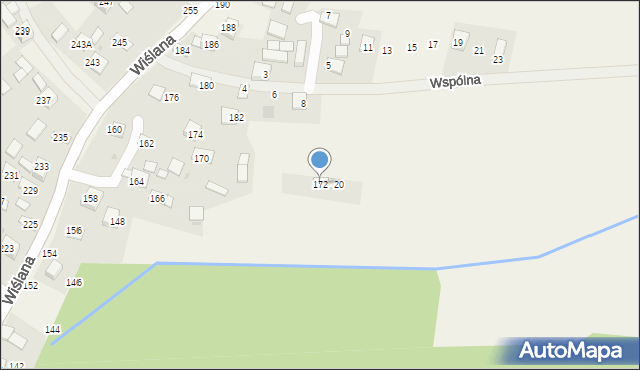 Mokrzyska, Wiślana, 172, mapa Mokrzyska