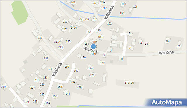 Mokrzyska, Wiślana, 180, mapa Mokrzyska