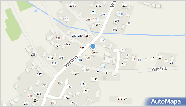Mokrzyska, Wiślana, 188, mapa Mokrzyska