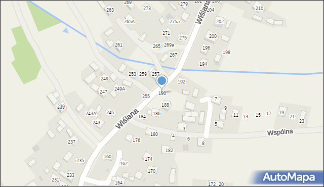 Mokrzyska, Wiślana, 190, mapa Mokrzyska