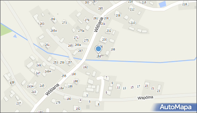 Mokrzyska, Wiślana, 194, mapa Mokrzyska