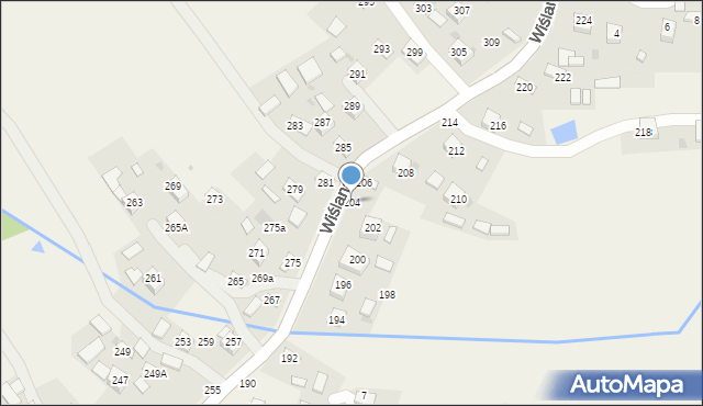 Mokrzyska, Wiślana, 204, mapa Mokrzyska