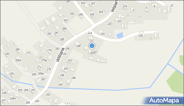 Mokrzyska, Wiślana, 210, mapa Mokrzyska