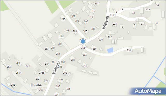 Mokrzyska, Wiślana, 214, mapa Mokrzyska