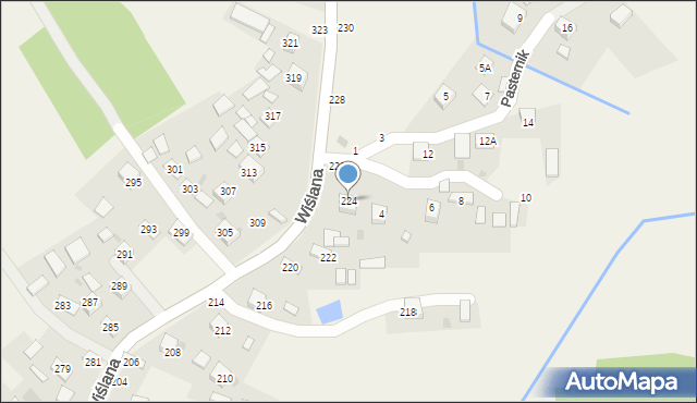 Mokrzyska, Wiślana, 224, mapa Mokrzyska
