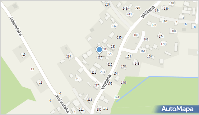 Mokrzyska, Wiślana, 227, mapa Mokrzyska