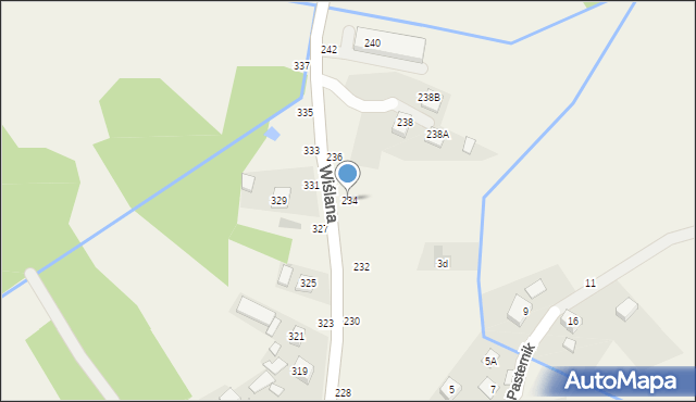 Mokrzyska, Wiślana, 234, mapa Mokrzyska