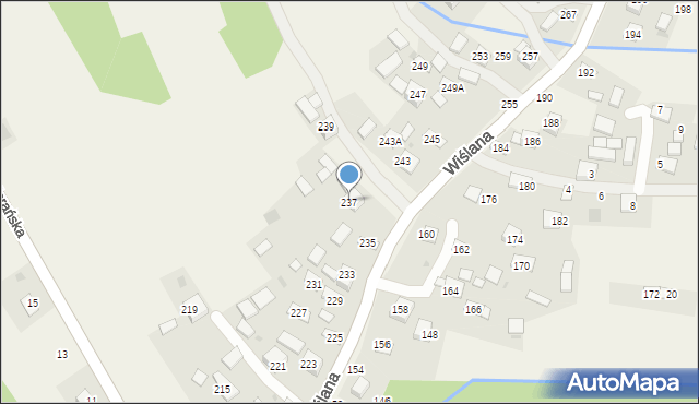Mokrzyska, Wiślana, 237, mapa Mokrzyska