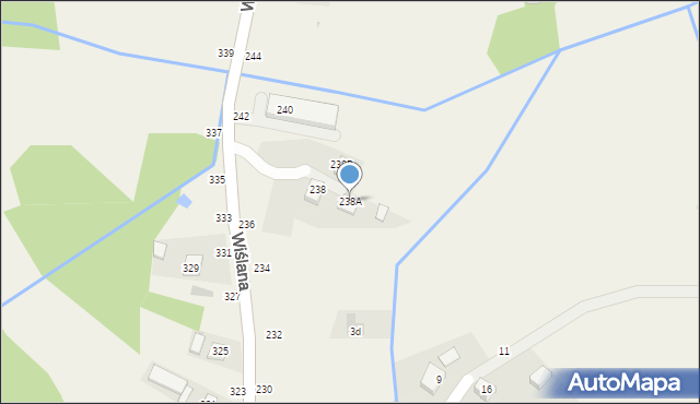 Mokrzyska, Wiślana, 238A, mapa Mokrzyska